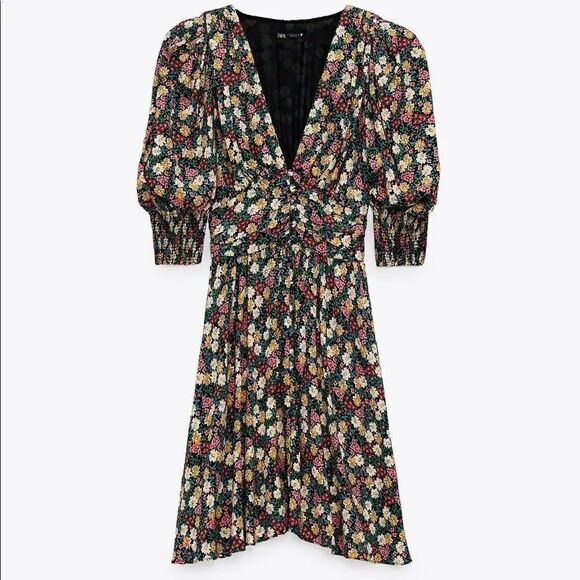 ZARA PRINTED DRESS WITH SHOULDER PADS - Picture 12 of 13